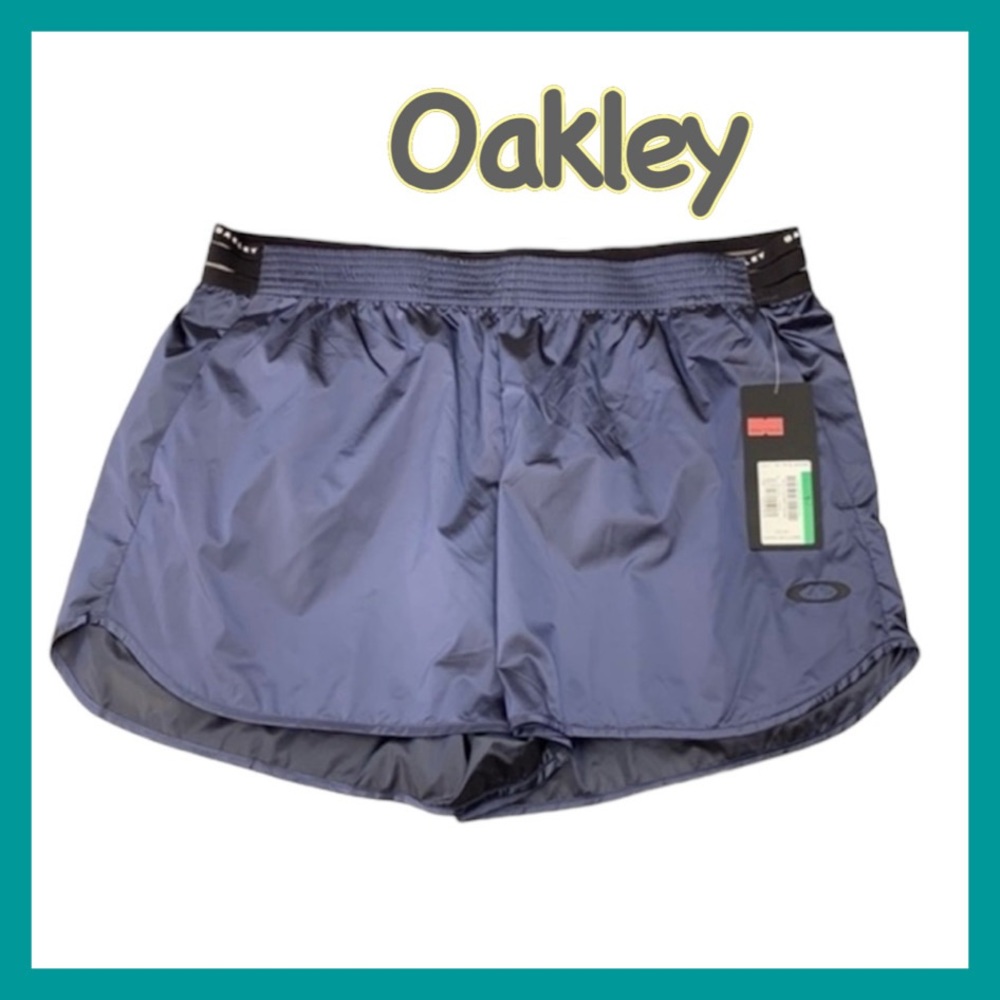 Oakley Luxe Metallic Blue Shorts Size Large Silky Elastic Waist Pull On